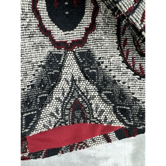 Coldwater Creek Open Blazer Womens Medium Beaded Tapestry White Black Red (0992) - Picture 8 of 12